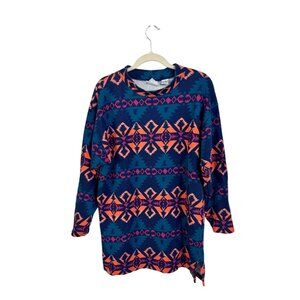 Vintage‎ 90s nuovo aztec printed tunic sweater mock neck size M western cowgirl